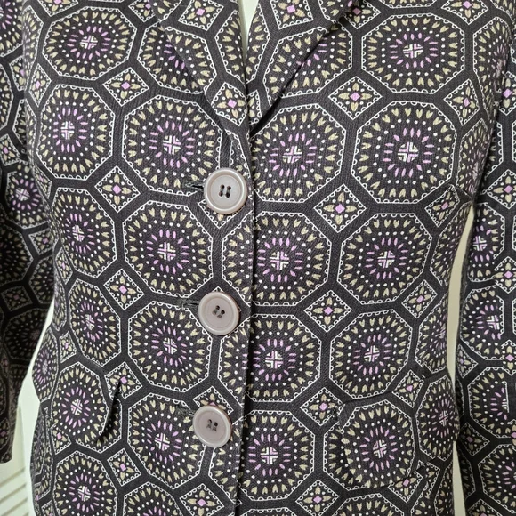 Ann Taylor Loft Brown Geometric 3/4 Sleeve Blazer - Picture 2 of 5